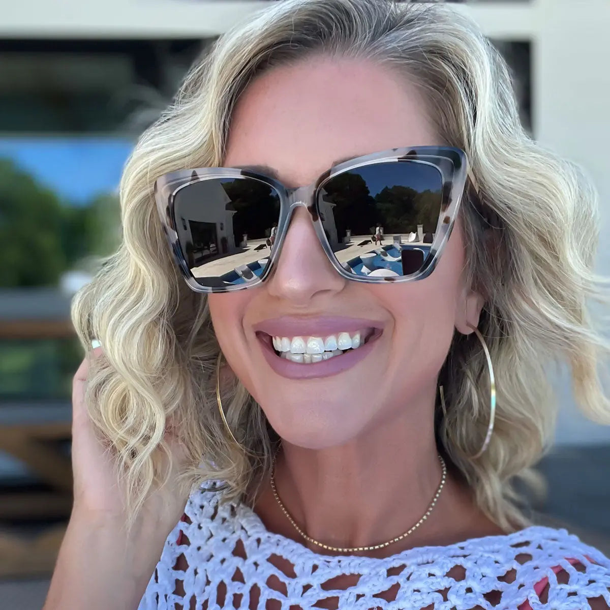 BECKY VII - CREAM TORTOISE + GREY POLARIZED SUNGLASSES