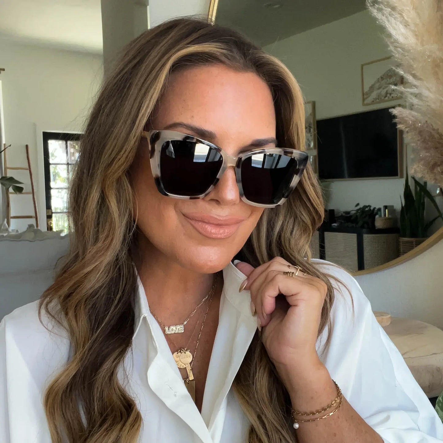 BECKY VII - CREAM TORTOISE + GREY POLARIZED SUNGLASSES