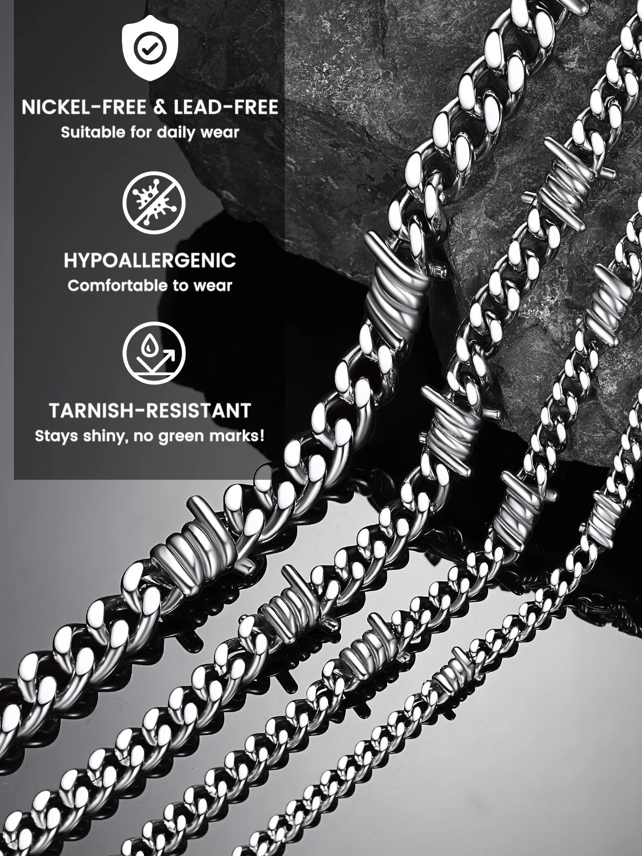  9MM Thick Barbed Wire Cuban Chain