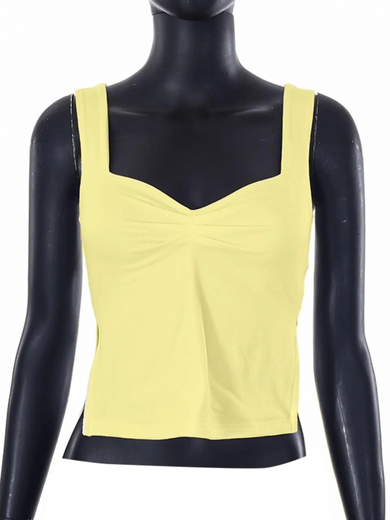 Women'S Plain Sweetheart Neck Ruched Split Crop Knitting Camisole, Summer Clothes Women, Casual Fashion Backless Fitted Top for Date Daily Wear, Ladies Clothes